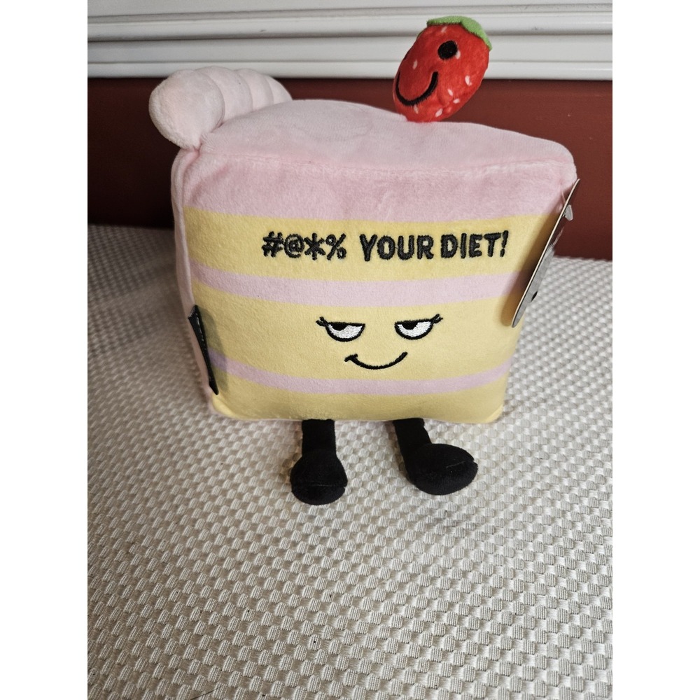 Punchkins "Screw Your Diet" Pink Cake Plushie - Funny Adult Novelty Gift